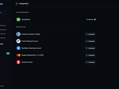 The LayerNext Integration page, which lists accounting systems and bank accounts in one place.