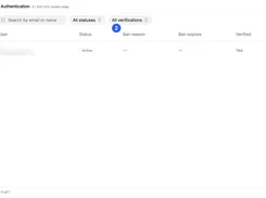 Layerwise Authentication page listing a user record, status filters, verification status, and an Add user button.