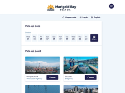 The booking form on the operator's own website, in their own colors