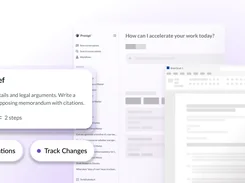 Protégé workflow screen for drafting a legal brief, checking citations, and tracking changes.