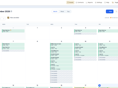 Event calendar (colour-coded by status)