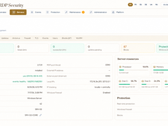 Per-server health, RDP, firewall, antivirus and resource status