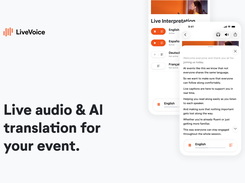The LiveVoice listener app on a smartphone. Your audience picks their preferred language and starts listening. The app runs in the background, so attendees can put their phone back in their pocket and focus on the event.
