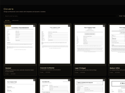 Cover sheets — eight templates designed to stay legible after the fax is converted to black and white