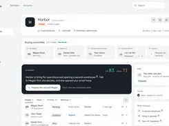 Mach account page for Harbor showing buying-committee roles, account activity, contacts, and a deal summary.