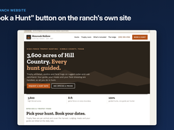 A "Book a Hunt" button on the ranch's own website
