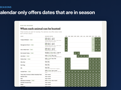 Hunting seasons: the calendar only offers dates that are in season