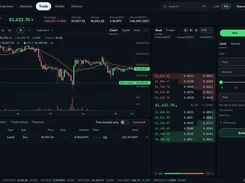 Marengo desktop trading terminal with BTC/USDT candlestick chart, order book, and limit-buy form.