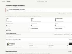 Marquorum product demonstration: affiliate dashboard with referral, commission and payout progress.