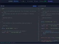 MASACP Studio split-view code editor displaying WordPress PHP files.