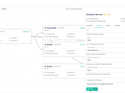 Guided Configuration & One-Click Deploy - Every component exposes a validated form generated from its infrastructure-as-code, so developers configure services by filling in fields instead of editing Terraform or Helm. Hit Deploy and Massdriver handles the rest.