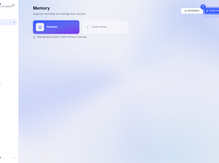 Membase AI memory workspace on the Memory page, showing an Assistant memory card and controls for Marketplace and Create memory.
