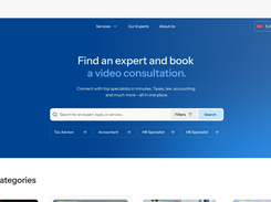 Montelink expert-services marketplace homepage with a search bar, filters, and featured categories.