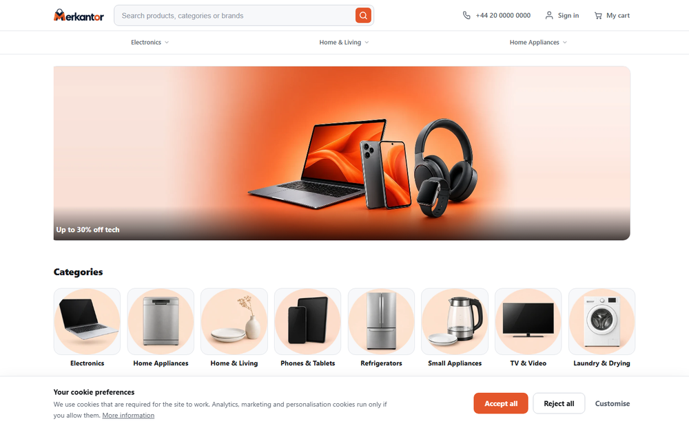 Demo storefront home page (English demo store, test data)