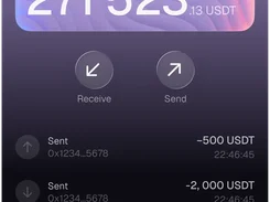 Mobile Mesh wallet screen showing a Tron TRC-20 USDT balance, Receive and Send buttons, and a transaction list.