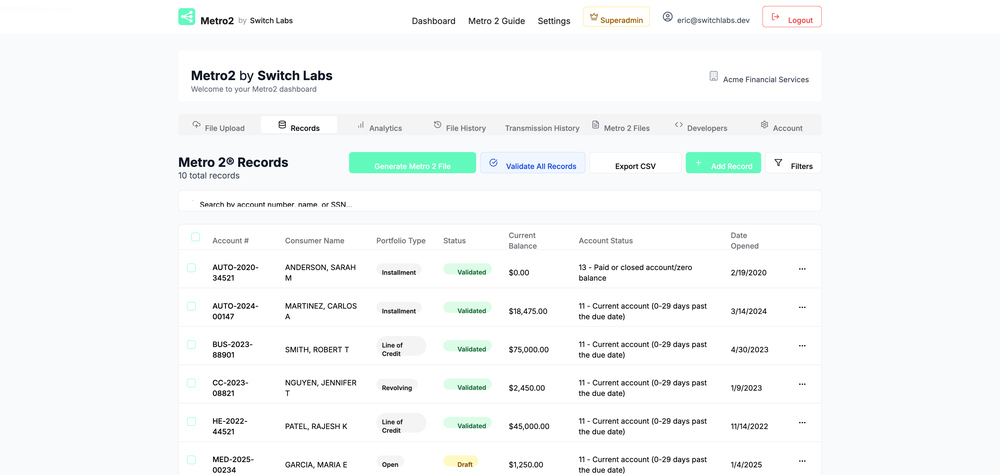 Records Management - View and manage billing records