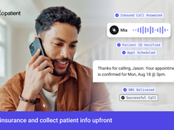 When a patient calls, a Hello Patient AI agent answers, confirms their identity, books the appointment, and texts a confirmation, with no hold and no voicemail.
