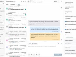 A WhatsApp conversation with Elena P. about a Palm Jumeirah studio, a private note that the client wants to pay AED 120,000 of the deposit in cash, and the lead panel with Trakheesi permit, Madmoun QR checked, REGA ad licence and the cash flag for goAML.