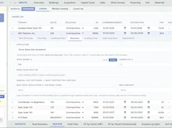 AI Advisor lease-management screen with a tenant lease table, recovery settings form, and AI change panel.