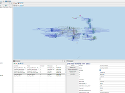 MineTwin’s 3D scenario editor visualizes a complex underground mine network while organizing stopes, ore passes, crushers, conveyors, equipment, schedules, tasks and plans in a structured tree. Detailed property panels support precise model configuration.