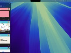 A narrow Minimal Paste panel docked on the left side of a macOS desktop, listing clipboard cards for a color, an OpenAI link, and a Claude link.
