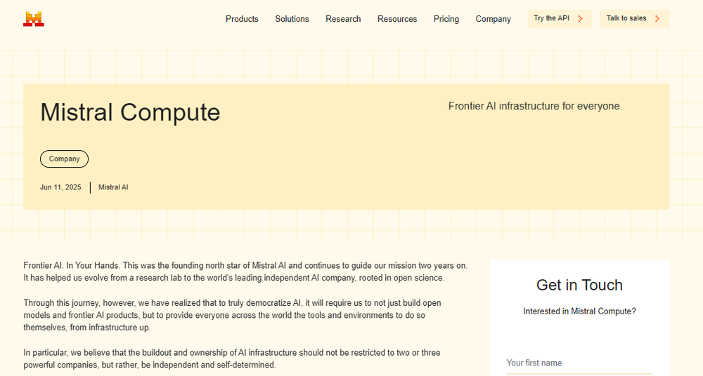 Mistral Compute Screenshot 1