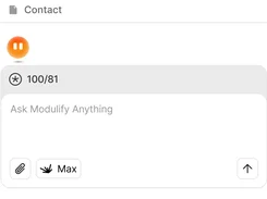 Modulify chat composer with attachment control and Max model selector.