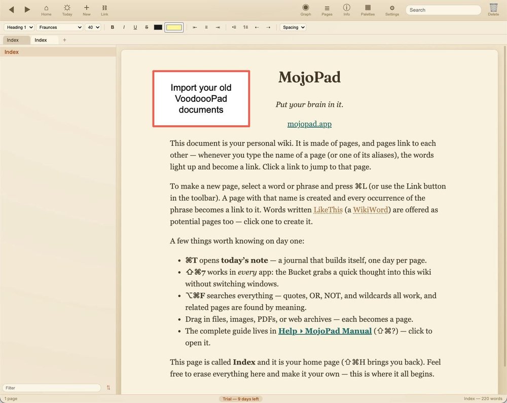 MojoPad Main Screen 