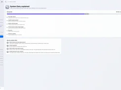 MoreRoom System Data, explained view showing a startup-disk usage bar and rows for data volume, macOS, Preboot, virtual memory, Recovery, and software updates.