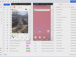 This screenshot shows two cloud phones running side by side, alongside the profile list. Multiple cloud phones can run at once, useful for teams across accounts. Apps install directly from the built-in marketplace - no APK hunting or sideloading required.