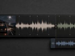 A long audio waveform timeline includes a selected segment and a smaller extracted waveform clip below it.