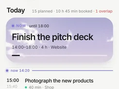Needt mobile September schedule screen showing selected dates, the current task, and upcoming scheduled tasks.