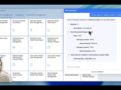 Demo: material-stock answer in the NeKu AI Fiori chatbot.