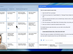 Demo: material-master creation guidance in the NeKu AI Fiori chatbot.