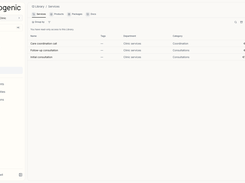 Neogenic services library with clinic service prices.