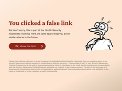 User lands on an educational page after clicking a simulated phishing link.