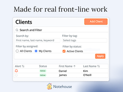 Notehouse fits into the reality of nonprofit and social work – constant context switching, limited time, and staff with different comfort levels around tech.