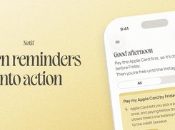 Promotional graphic for Notif showing the headline “Turn reminders into action” beside a partial iPhone screen with reminder cards and navigation controls.