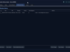 Server Notification History Tab