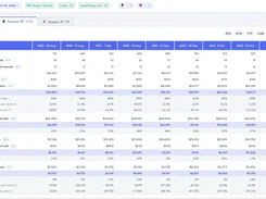 Profit and loss table showing weekly Amazon sales, costs, margins, and net profit.