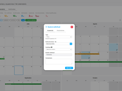 Leave and absence management: employees request their days from their own profile, managers approve in one click, and balances update automatically on a shared team calendar that prevents overlaps.