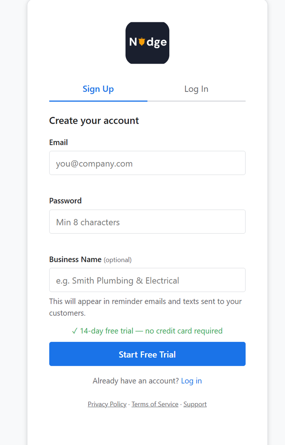 Sign Up Screen