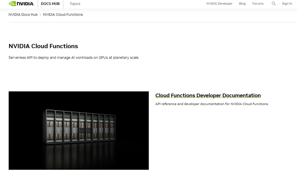 NVIDIA Cloud Functions Screenshot 1