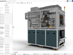 Onshape version control graph with full history tracking and branching for iterative machine design.