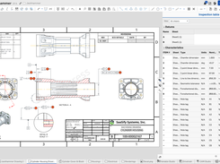 Onshape drawing with an integrated inspection table for precise dimension tracking and quality control.
