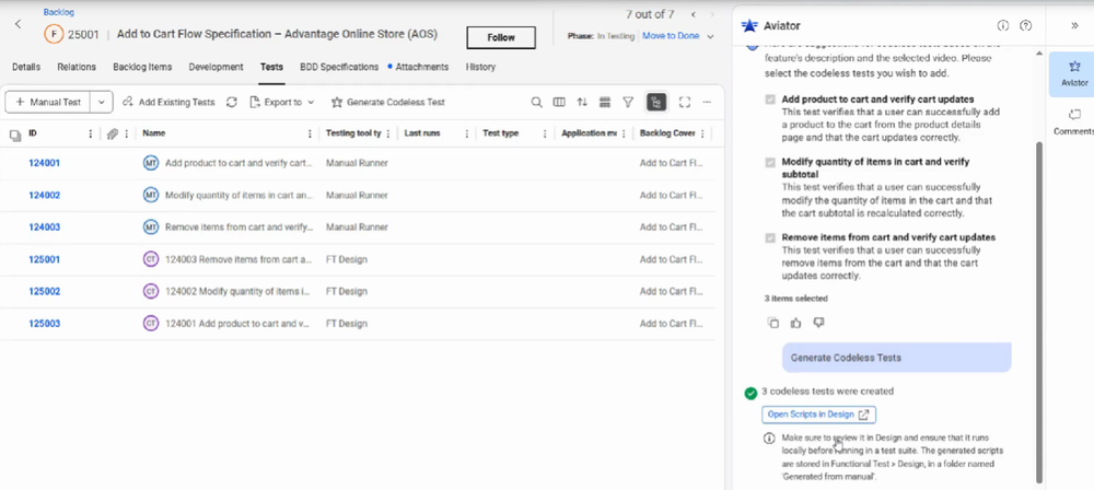 OpenText DevOps Aviator Screenshot 1