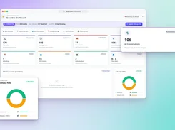 OpenVBX executive dashboard showing calls, sent messages, inbox status, AI conversations, and call-status ratio.