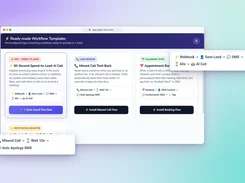 OpenVBX ready-made workflow templates for speed-to-lead, missed calls, and appointment booking.