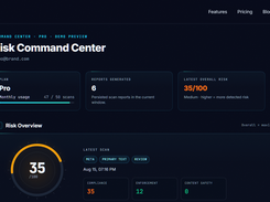 Risk Command Center dashboard — compliance scanning and visibility reports
