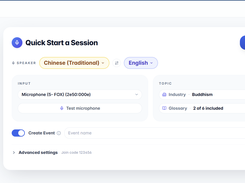 Quick start a live translation session
